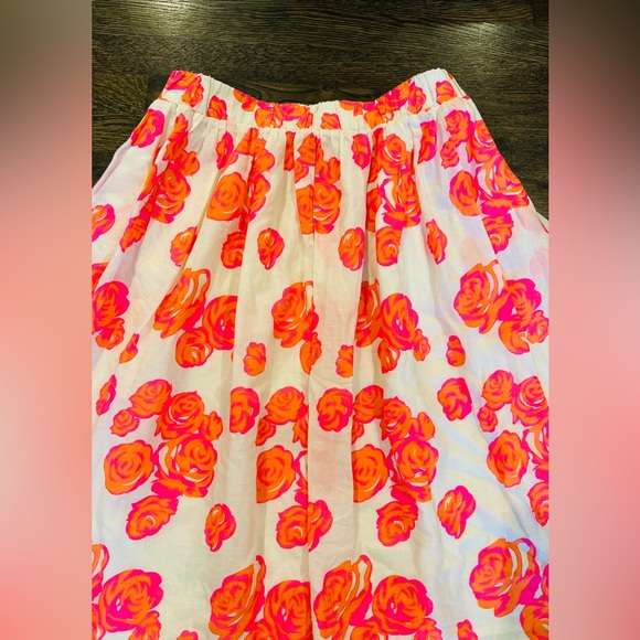 Lane Bryant Neon Floral Lined Midi Skirt Women’s 18/20 Pink Orange Roses Pockets - Picture 3 of 8